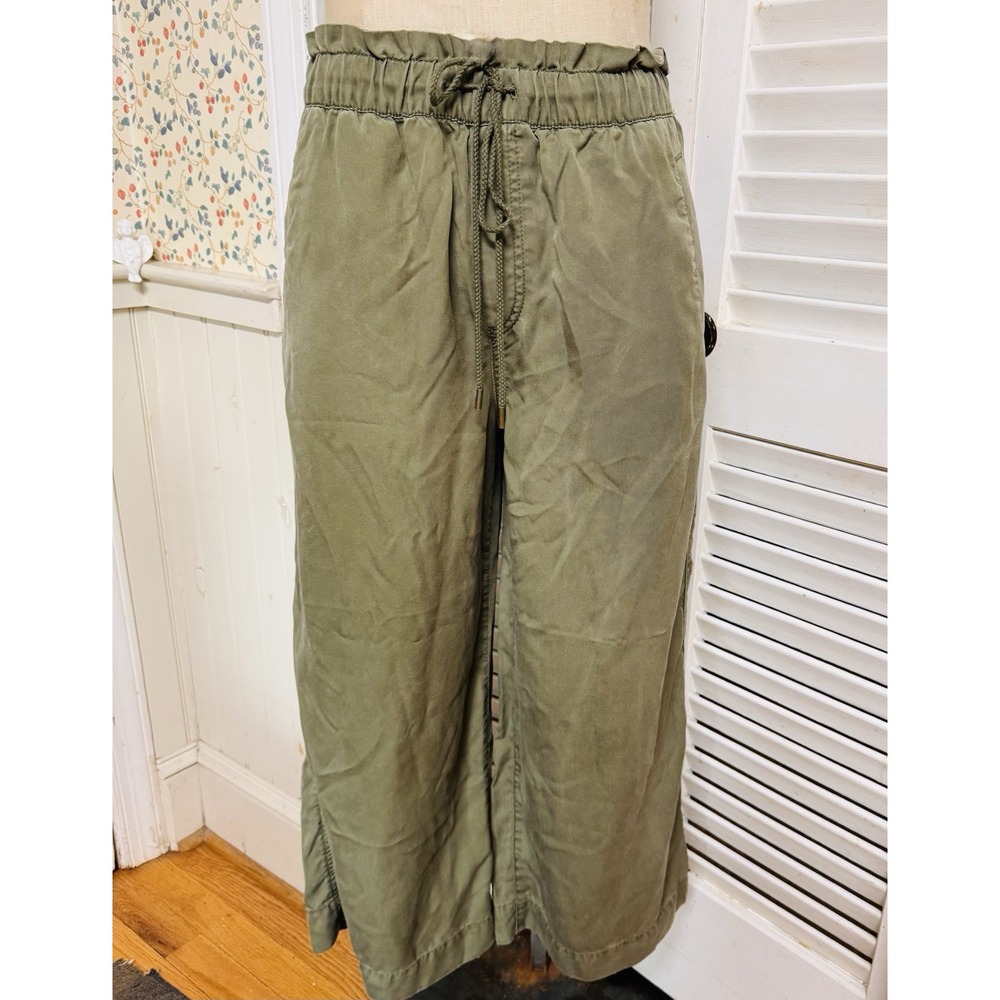 Ann Taylor LOFT High Rise Paperbag Cargo Pants Womens Olive Green Lyocell Small